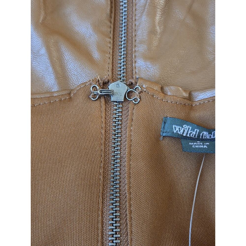 NWT Wild Fable Brown Leather Slip Mini Dress Spaghetti Strap Sz S - Picture 8 of 11
